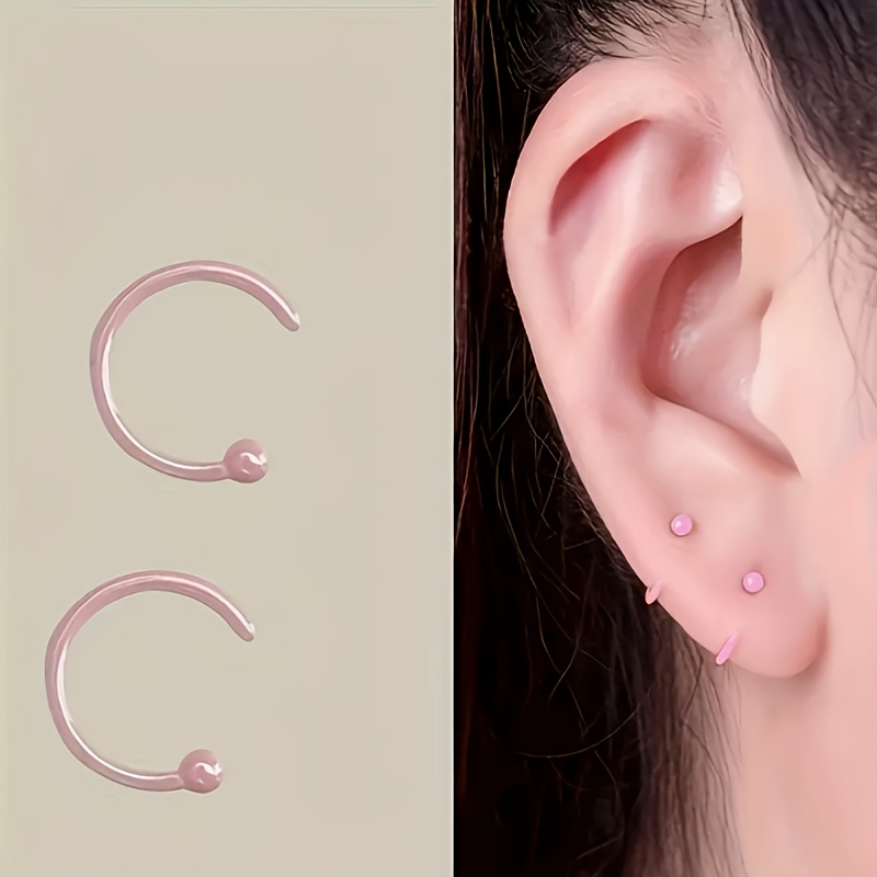 Macaron-Style Ceramic C-Shaped Stud Earrings Set